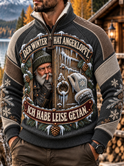 Herren Humorvolle Slogan-Pullover mit umgekleidettem Ärmel