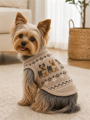 Vintage Yorkie Dogs Isle Muster Print Haustier ärmel lose Weste