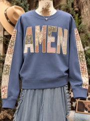 Damen Blumen Amen Patchwork Print Casual Sweatshirt