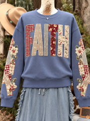 Damen-Blumen-Faith-Patchwork-Print-Sweatshirt