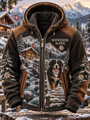 Herren Vintage Schweizer Kunstdruck Casual & Bequeme Flanell jacke