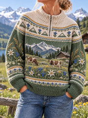 Damen-Vintage-Sweatshirt mit Schweizer Kunstmotiv, lässig und bequem