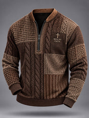 Herren Walk By Faith Cross Faith Color block Kabel muster Print Casual Reiß verschluss Pullover