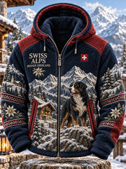 Herren-Vintage-Schweizer Kunstdruck-Lässige und bequeme Flanelljacke