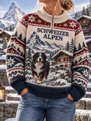 Damen-Vintage-Sweatshirt mit Schweizer Kunstmotiv, lässig und bequem