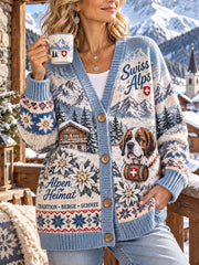 Damen-Strickcardigan mit alpinem Gedenkmotiv