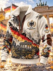 Herren-Roll kragen pullover mit Fleece-Auskleidung und einheitem Tages-Gedenk druck