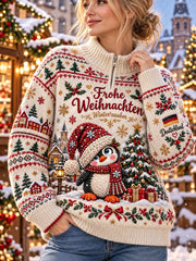 Damen-Weihnachtshemd-Druck gestricktes Roll kragen pullover