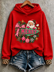 Weihnachtlicher Damen-Sweatshirt mit Weihnachtsmann-Design, reguläre Passform