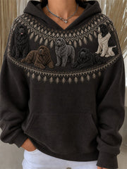 Frauen Vintage Neufundland Hunde Yoke Isle Print Gemütlicher Hoodie