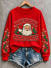 Weihnachtlicher Damen-Sweatshirt mit Weihnachtsmann-Design, reguläre Passform