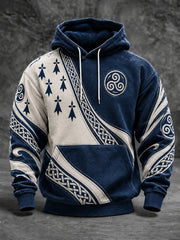 Übergroßes Kapuzenpullover für Herren aus Frankreich, Bretagne-Stil, mit abfallenden Schultern und Taschen