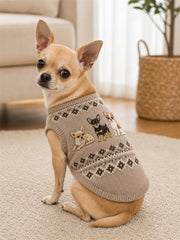 Vintage Chihuahua Hunde Insel Muster Druck Haustier Ärmellose Weste