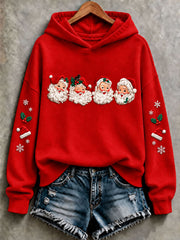 Weihnachtlicher Damen-Sweatshirt mit Weihnachtsmann-Design, reguläre Passform