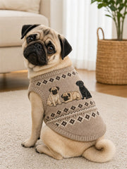 Vintage Mops Hunde Isle Muster Print Haustier ärmellose Weste
