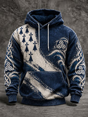 Übergroßes Kapuzenpullover für Herren aus Frankreich, Bretagne-Stil, mit abfallenden Schultern und Taschen