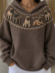 Damen Vintage Mastiff Dogs Yoke Isle Print Gemütlicher Hoodie
