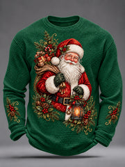Herren-Weihnachts-Santa-Claus-Art-Waffel-Langarm-T-Shirt