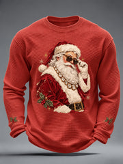 Herren-Weihnachts-Santa-Claus-Art-Waffel-Langarm-T-Shirt