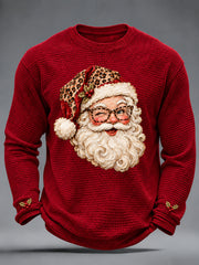 Herren-Weihnachts-Santa-Claus-Art-Waffel-Langarm-T-Shirt