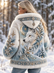 Damen-Nordic-Tiermuster-Flanelljacke