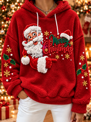 Damen Weihnachts mann Print Flanell Hoodie