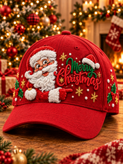 Weihnachtsmütze mit Weihnachtsmann-Print, unisex