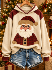 Weihnachtlicher Damen-Sweatshirt mit Weihnachtsmann-Print, normale Passform