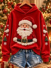 Weihnachtlicher Damen-Sweatshirt mit Weihnachtsmann-Print, normale Passform