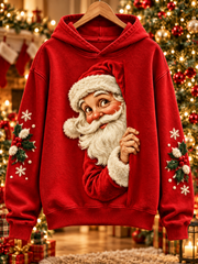Weihnachtlicher Damen-Sweatshirt mit Weihnachtsmann-Print, normale Passform