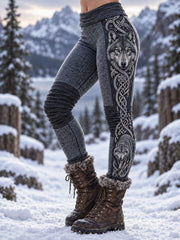 Vikinger-Design-Samt-Leggings für Damen