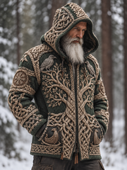 Herren Viking Kunst Kapuzen strickjacke
