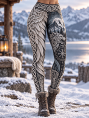 Vikinger-Design-Samt-Leggings für Damen