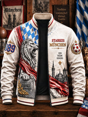 Herren Retro Deutsche Bundesliga Bayern München Bayern-Print Freizeitjacke mit Reißverschluss