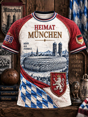 Herren-Bundesliga-T-Shirt mit Bayern-München-Fußball-Patchwork-Print, lässig