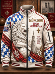 Herren-Bundesliga-Jacke von Bayern München mit Löwen-Print, lässig, mit Reißverschluss