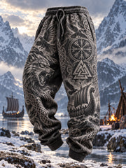 Herren Retro Viking Valknut Vegvisir Wolfs kopf hosen
