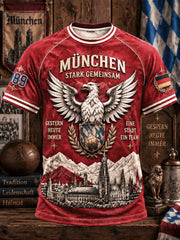 Rotes Bundesliga-Fußball-Print-Casual-T-Shirt für Herren vom FC Bayern München