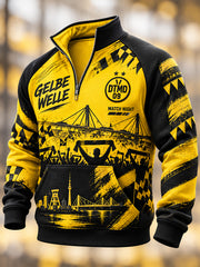 Herren-Sweatshirt mit Borussia Dortmund Half-Zip-Ständer kragen