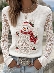 Damen-Waffeloberteile mit Schneemann-Design