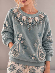 Damen Winter Schaf Kunstdruck Sweatshirt