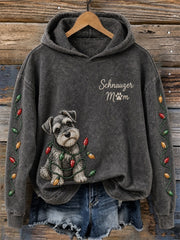 Weihnachtslichter für Frauen mit Schnauzer-Mama und kuscheliger Hoodie mit frechem-Hund-Print