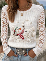 Damen-Waffeloberteile mit Schneemann-Design