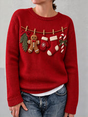 Damen Vintage Weihnachts druck Gemütliche Pullover