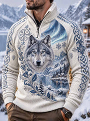 Herren Winter Wolf Muster Bedrucktes Sweatshirt