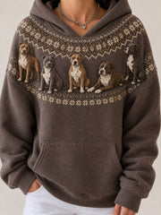 Damen Vintage Pit Bull Dogs Yoke Isle Muster Print Gemütlicher Hoodie