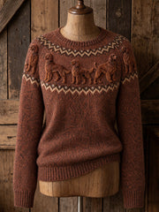 Damen Vintage Irish Setter Dogs Yoke Isle Print Pullover mit Rundhals ausschnitt