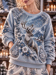 Damen Winter-Rein-Muster-Print-Sweatshirt