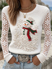 Damen-Waffeloberteile mit Schneemann-Design