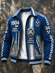 Herren-Tiefblaue Freizeitjacke mit Fußball-Print der deutschen Bundesliga Schalke, cooles Design mit Reißverschluss